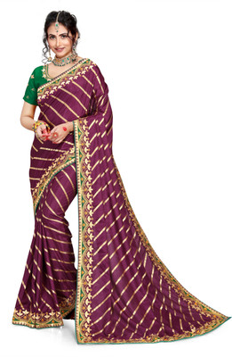 jayant creation Embroidered Leheria Art Silk Saree(Purple)