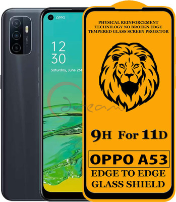 11D Edge To Edge Tempered Glass for Oppo A53 (Anti-Fingerprint,Zero Bubble,9H Hardness)(Pack of 2)