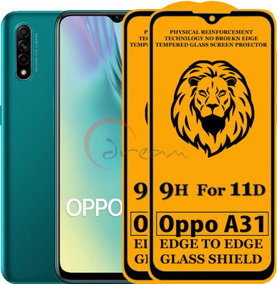 11D Edge To Edge Tempered Glass for Oppo A31 (Anti-Fingerprint,Zero Bubble,9H Hardness)(Pack of 2)