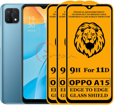 Dream Edge To Edge Tempered Glass for Oppo A15 (Anti-Fingerprint,Zero Bubble,9H Hardness)(Pack of 3)