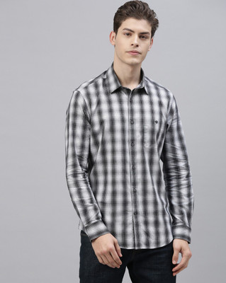 RARE RABBIT Men Checkered Casual White Shirt