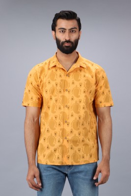 Vijay Kapoor Men Floral Print Casual Yellow Shirt