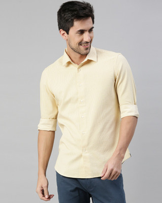 RARE RABBIT Men Checkered Casual Yellow Shirt