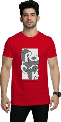 fundookart Printed Men Round Neck Red T-Shirt