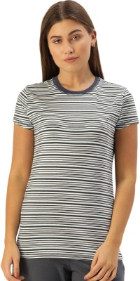 Enamor Striped Women Round Neck Multicolor T-Shirt