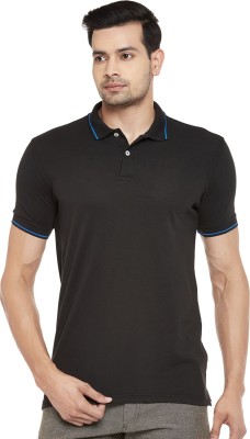 Byford by Pantaloons Solid Men Polo Neck Black T-Shirt