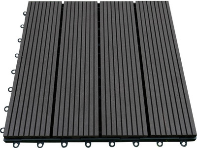 Elastic Wood and Plastic WPC DIY Decking Tile, Interlocking Wood Plastic Composite Panels for Balcony 300mm*300mm Matt Modern(Interlocking Tile)