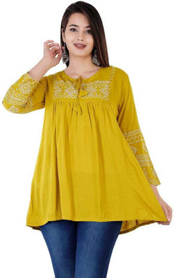 RTAE Casual 3/4 Sleeve Embroidered Women Multicolor Top