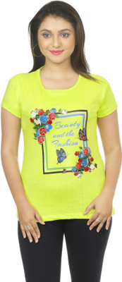 Fashion Garments Casual Short Sleeve Printed Women Light Green Top