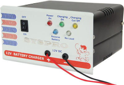Syspro 12 Volts 7 Amps Automatic Battery Charger with 7 AH to 220 AH Battery 220 Ah Battery for All Vehicles