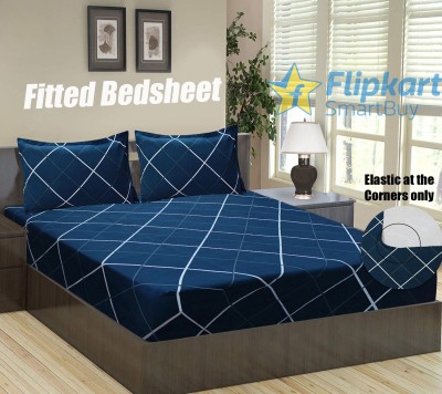 Flipkart SmartBuy 140 TC Microfiber Double Geometric Bedsheet(Pack of 1, Dark Blue)