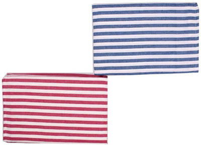 Tharunsha Elite Striped Crib AC Blanket for  Mild Winter(Cotton, Blue-Pink-White)
