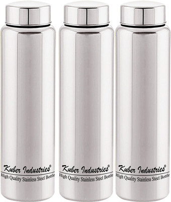 KUBER INDUSTRIES 1000 ml Steel Bottle(Pack of 3, Silver)