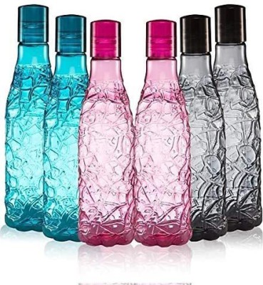 JM SELLER Plastic Water Bottle for Fridge/Leak-Proof/Water Bottles - 1 Litre (Set of 6) 1000 ml Bottle(Pack of 6, Multicolor, Plastic)