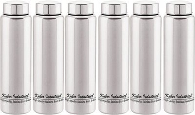 KUBER INDUSTRIES 1000 ml Steel Bottle(Pack of 6, Silver)