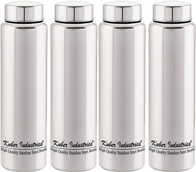 KUBER INDUSTRIES 1000 ml Steel Bottle(Pack of 4, Silver)