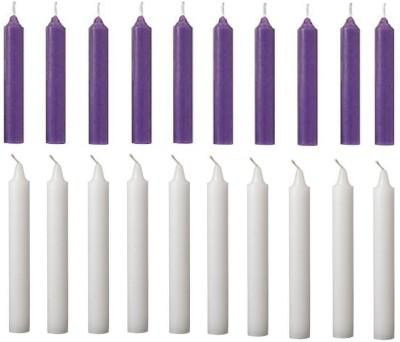 CHIKLIT ENTERPRISE Pack of 20 Pcs 5 Inch 14mm PREMIUM 10 Pcs Purple 10 Pcs White Taper Candles, Purple, White Spell Candles, Purple, White Spelll Candles, Household Candles (Pack Of 20 Pcs) (10 Pcs Purple, 10Pcs White) (5 Inch 14mm) Candle(Purple, White, Pack of 20)