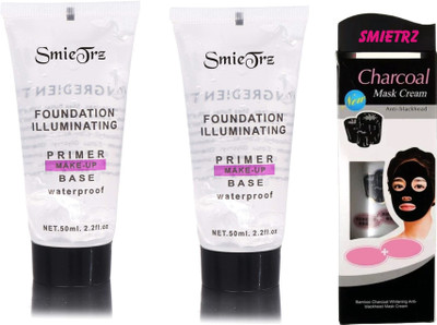 SMIETRZ Primer Make - Up Base Water Proof 100ml & Charcoal Mask Cream(3 Items in the set)