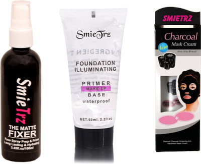 SMIETRZ The Matte Flxer & Primer Make - Up Base Water Proof & Charcoal Mask Cream(3 Items in the set)