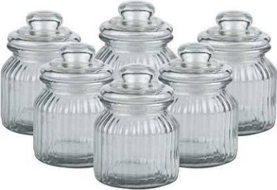 Krishna Creation Glass Pickle Jar  - 350 ml(Pack of 6, Clear)