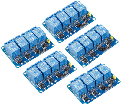 Manushre Manas Enterprises 4 Channel 5V Relay Shield Module for Arduino R3 MEGA 2560 1280 DSP ARM PIC AVR STM32 Raspberry Pi(Pack of 5) Micro Controller Board Electronic Hobby Kit