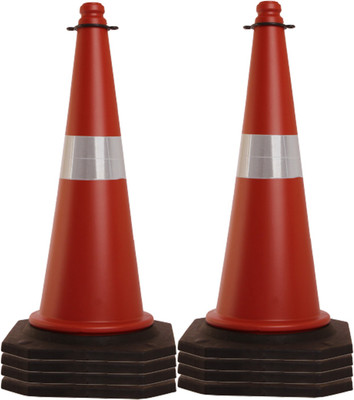 Ladwa 8 Pcs 750mm Impact Resistant Road Traffic Safety Cones with Reflective Strips Collar (Universal Size) Emergency Sign(Reflective Sign)