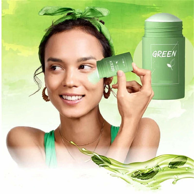 DOUBLE LIPS Green Tea ,Stick Purifying Clay Anti Acne Eggplant Cleaning Solid Mask Stick(40 g)