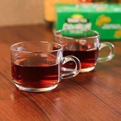 TDA Pack of 2 Glass Glass Pack of 2 Glass Crystal Clear Roma Glass Tea & Coffee Cup(Clear, Cup)