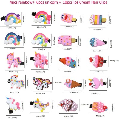 AmazingKarts 20pcs Rainbow Unicorn Ice Cream Hair Clips For Kids Hair Accessories Hair Clip Hair Clip(Pink)