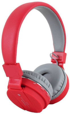 Junaldo wireless headphone with memory card slot & FM& aux wire Bluetooth(Red, On the Ear)