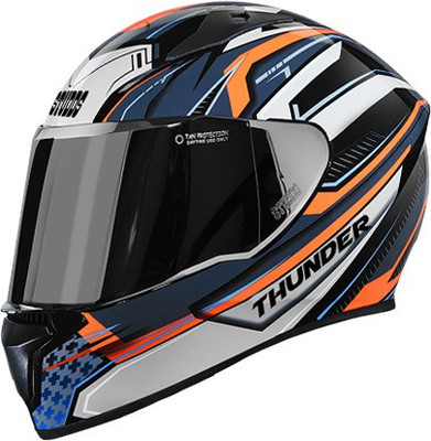 STUDDS THUNDER D8 M/VISOR BLACK N4 GREY 580 MM SIZE L Motorsports Helmet(Black)