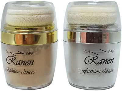 Ranen Power Highlighter With Puff Highlighter(Golden & Silver)