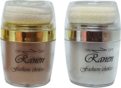 Ranen Power Highlighter With Puff Highlighter(Bronze and Silver)