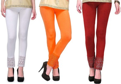 SwaNit Ankle Length  Ethnic Wear Legging(White, Orange, Maroon, Solid)