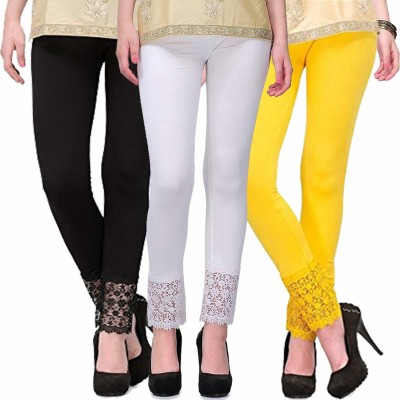 SwaNit Ankle Length  Ethnic Wear Legging(Black, White, Yellow, Solid)