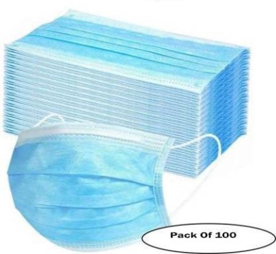 GIRIRAJ MART SURGICAL 3 PLY MASK 100 Units Disposable 3 Layer Pharmaceutical Breathable Surgical Pollution Face Mask Respirator with 3 Ply For Men, Women, Kids SURGICAL MASK NEW 007 Water Resistant Surgical Mask With Melt Blown Fabric Layer(Blue, Free Size, Pack of 100, 3 Ply)