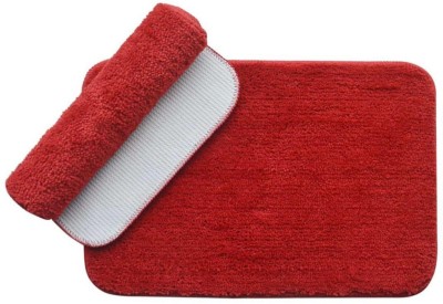 Essensa Furnishings Microfiber Door Mat(Red, Free, Pack of 2)