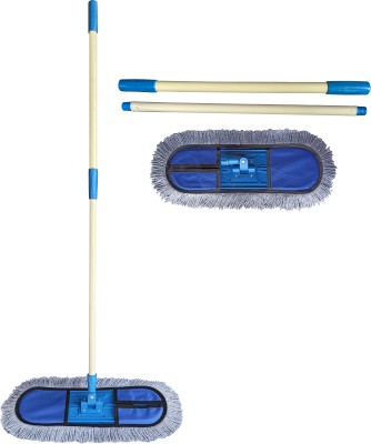 Livronic Wet and Dry Cotton Pad Floor Mop with 4 Feet Long Handle with 360 Degree Movement which Allows You to Clean Every Corners Easily,Wet and dry mop with 1 Microfiber Refill (Head 18-Inch Large) Blue Colour (Set of 1 with 1 Refill) Wet & Dry Mop(Multicolor)