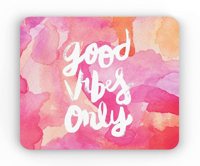 craft maniacs PINK GOOD VIBES ANTI SLIP MOUSEPAD FOR GAMING ( LAPTOPS & COMPUTERS ) Non Slip Base Mousepad(Pink)