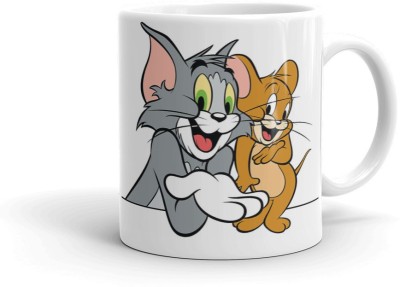 THE MEHRA CREATION Tom and jerry best friend cute and funny white coffee mug 11oz (325ml) Ceramic Coffee Mug(325 ml)