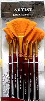 Paaroots 6pcs Premium Artistic Range of Fan Paint Synthetic Gold Brush Set(Multicolor)
