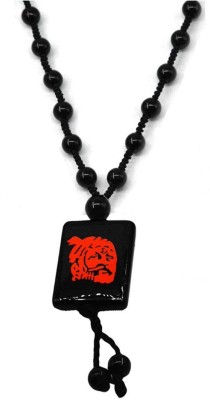 M Men Style chatrapati shivaji maharaj Natural Stone Black Agates Onyx Beads Mala Bead With Square Pendant Agate, Onyx Crystal, Cotton Dori Necklace Cotton Dori, Crystal Pendant Set