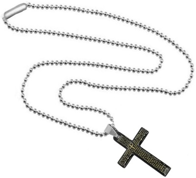 M Men Style Merry Christmas Gift Bible Lords Prayer Jesus Christ Crucifix Cross Locket Necklace Stainless Steel