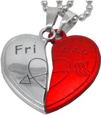 M Men Style Couple Broken Heart I Love You Locket With 2 Chain His And Her Stainless Steel Pendant Set