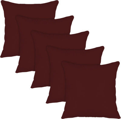 KUBER INDUSTRIES Microfibre Solid Cushion Pack of 5(Brown)