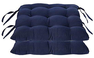 Craftino Cotton Chair Pad Pack of 2 Solid(Blue)