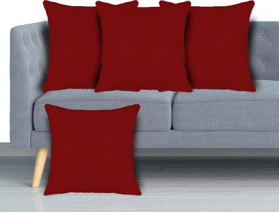 KUBER INDUSTRIES Microfibre Solid Cushion Pack of 4(Maroon)
