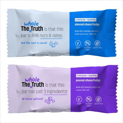 The Whole Truth Nuts for You | Pack of 6 x 40g | Energy Bars(240 g, Peanut Choco Fudge, Almond Choco Fudge)