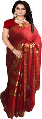 Stylish Sarees Self Design, Woven Bollywood Viscose Rayon, Georgette Saree(Red)