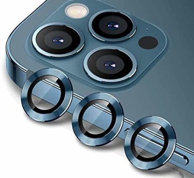 ICREATOR Camera Lens Protector for Apple Iphone 12 Pro , Pack Of 3 Camera Lance Tempered Glass Protector , Aluminium Alloy Metal Ring Anti-Scratch Bubble-Free- BLUE(Pack of 3)